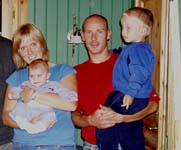 Gunn Laila Vestreng, Morten Vands and Sander on the old Vestreng homestead